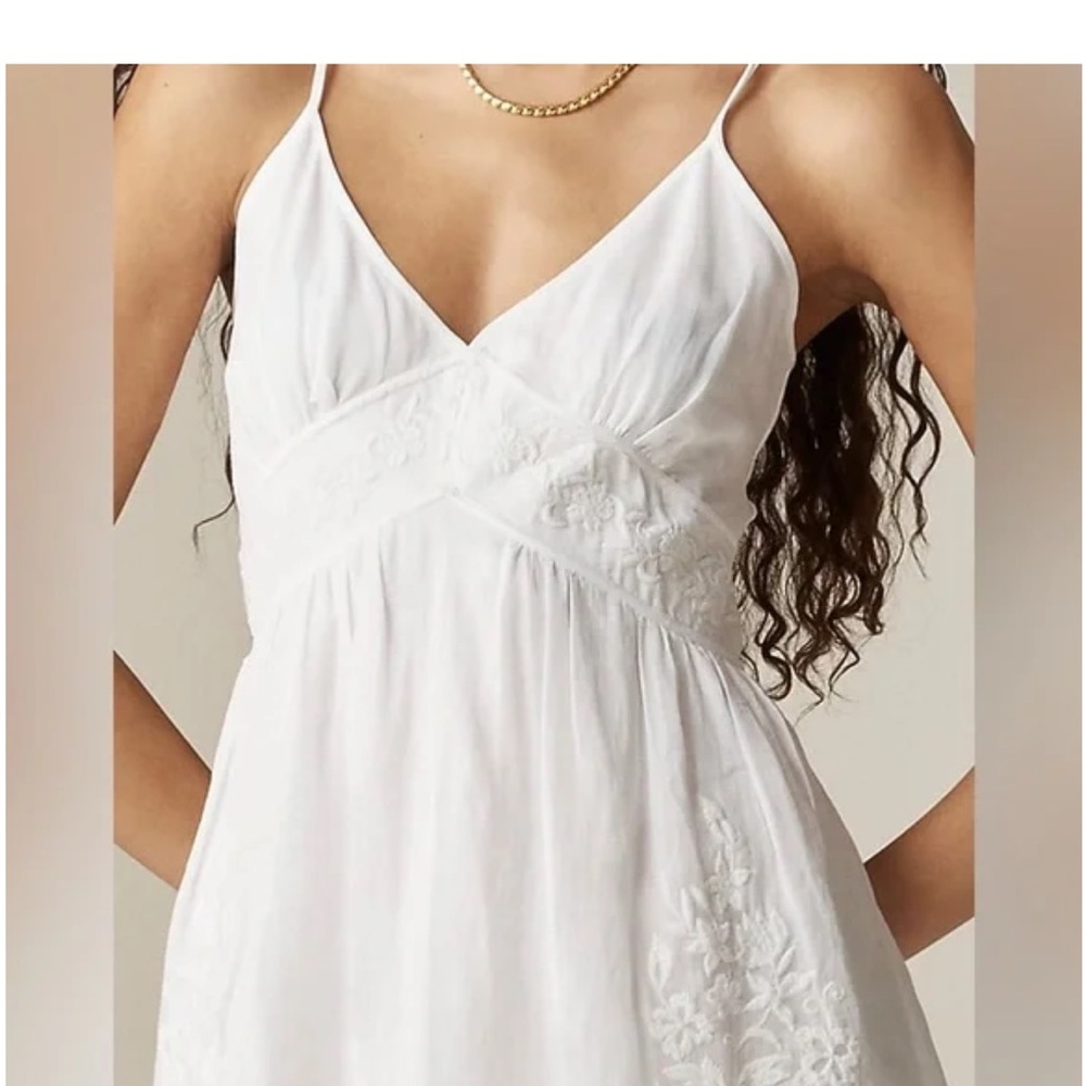 NWT J Crew Augusta ramie white embroidered midi dress - Picture 3 of 9